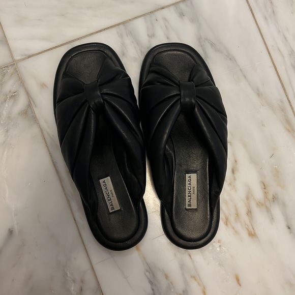 Balenciaga back leather knotted slides / mules size 36 - Picture 2 of 6